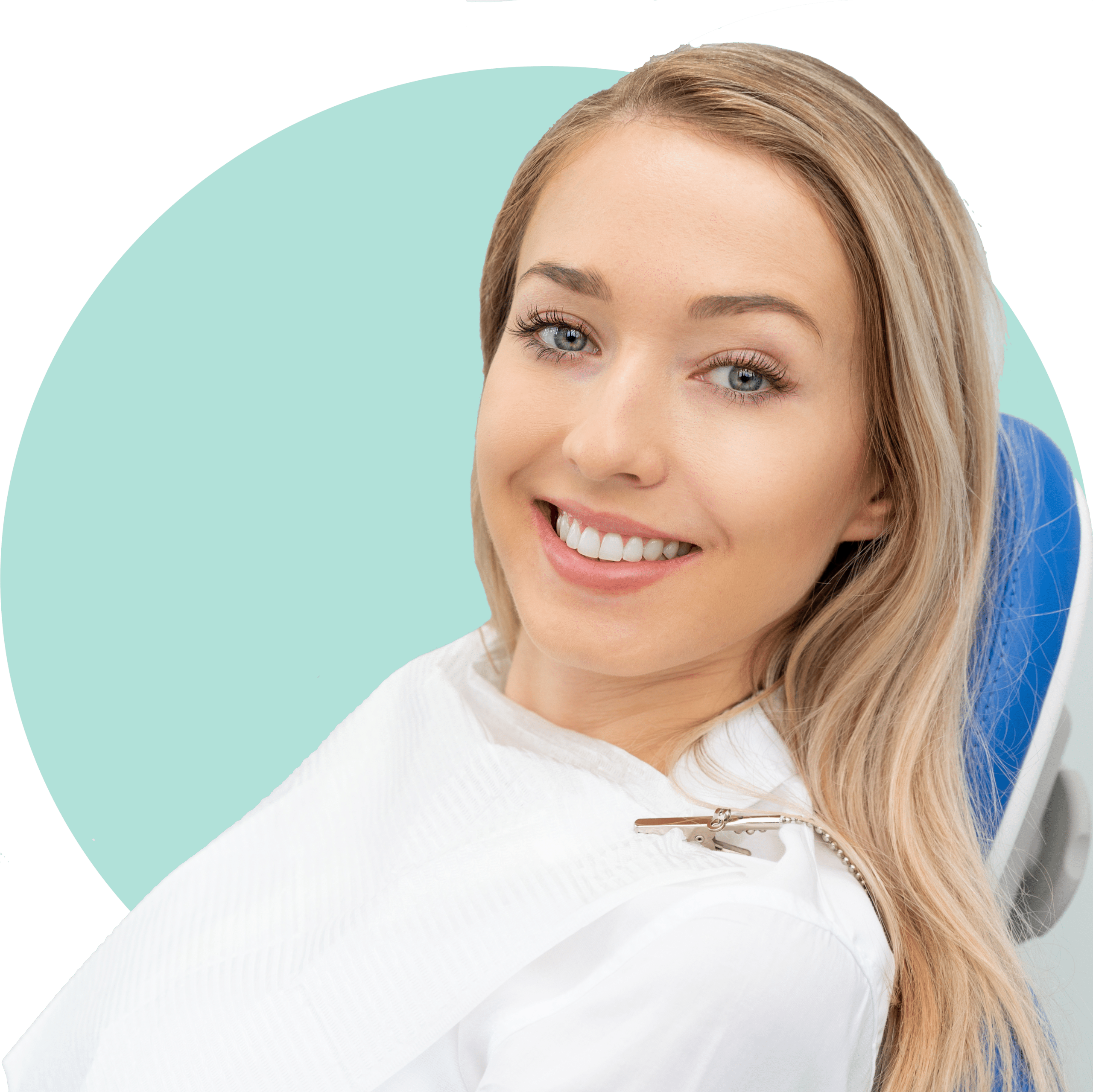 Girl sitting in dental chair smiling